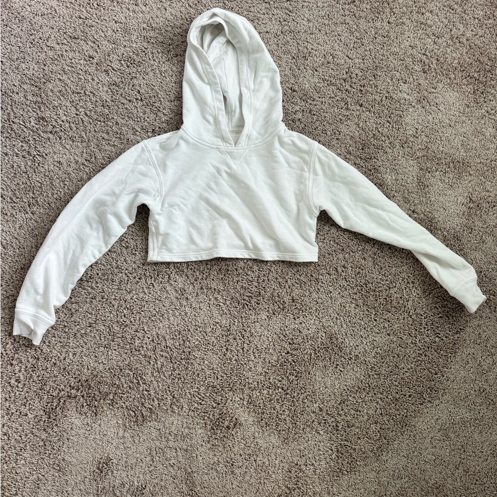 Lululemon All Yours White Cropped Hooded Sweatshirt